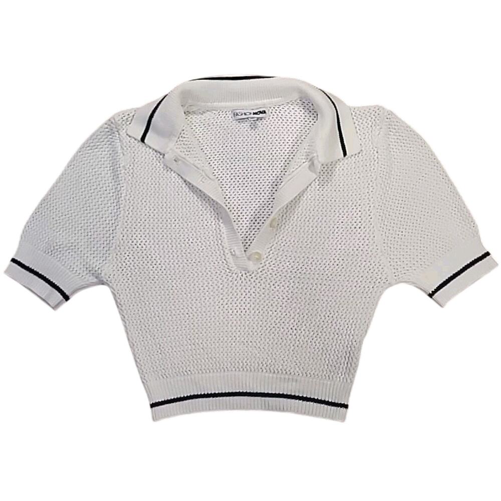 Y2K Grunge Crochet Crop Top White Sheer Alt Festival S